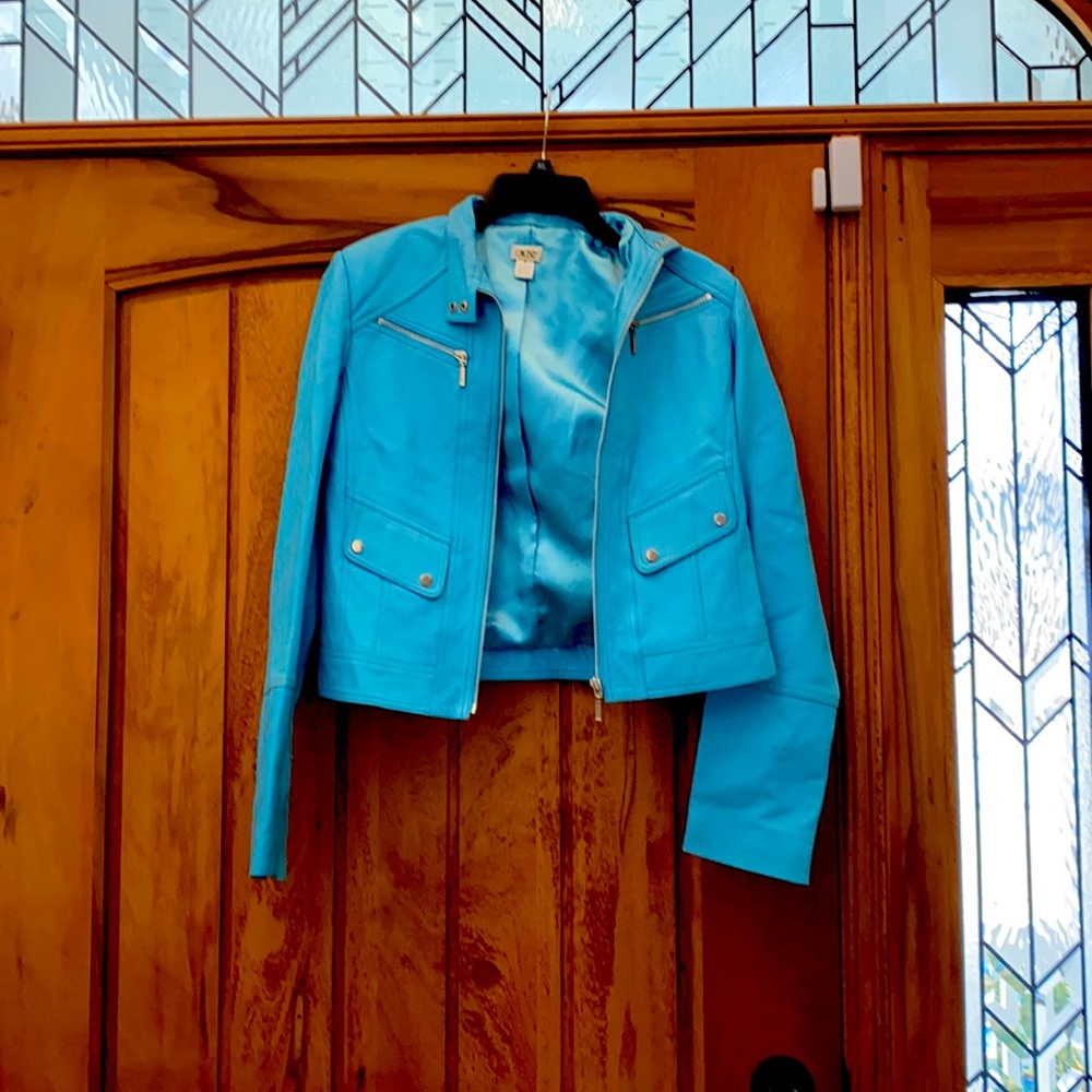 Bright Blue leather jacket